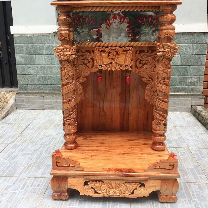 BÀN THỜ ÔNG ĐỊA GỖ XOAN CÓ HỘP ĐÈN