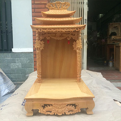 BÀN THỜ ÔNG ĐỊA MÁI CHÙA GỖ PƠ MU