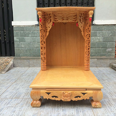 BÀN THỜ ÔNG ĐỊA GỖ PƠ MU MÁI BẰNG